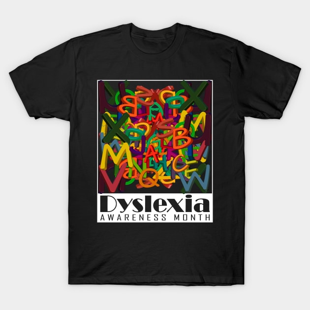 Dyslexia Awareness Month 3D Mixed Letters T-Shirt by Horisondesignz